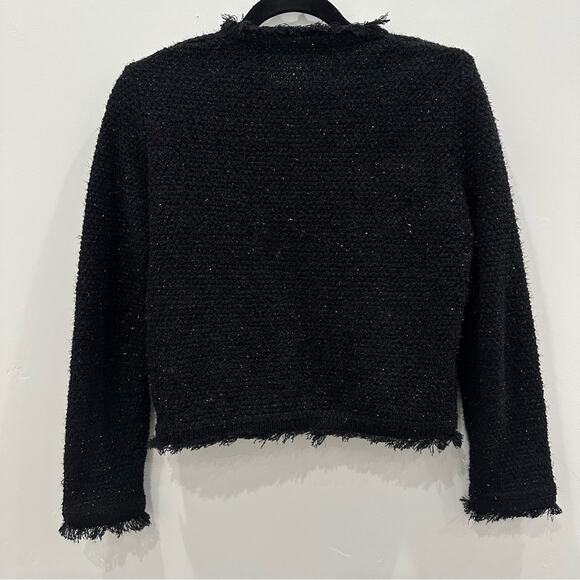 Zara Black Metallic Tweed Thread Knit Cardigan Jacket. - Picture 8 of 10